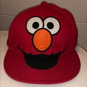Sesame Street Elmo Finished Flat Brim Baseball Cap In Bright Red